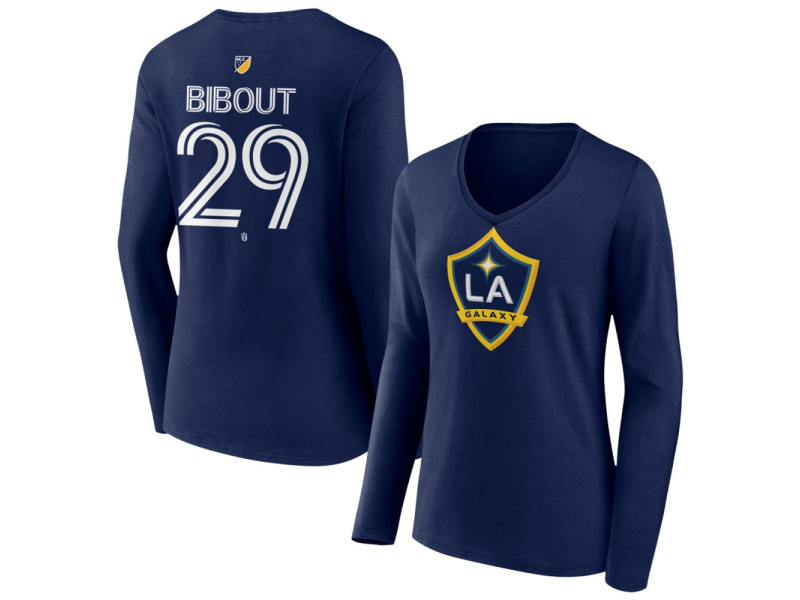 Women's LA Galaxy #29 Aaron Bibout Team Authentic Long Sleeve V-Neck T-Shirt - Navy