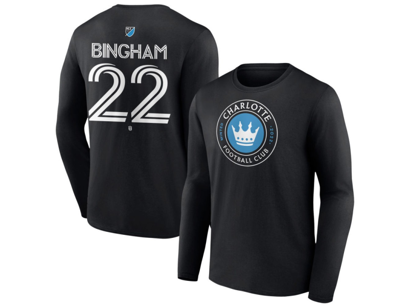 Men's Charlotte FC #22 David Bingham Team Authentic Long Sleeve T-Shirt - Black