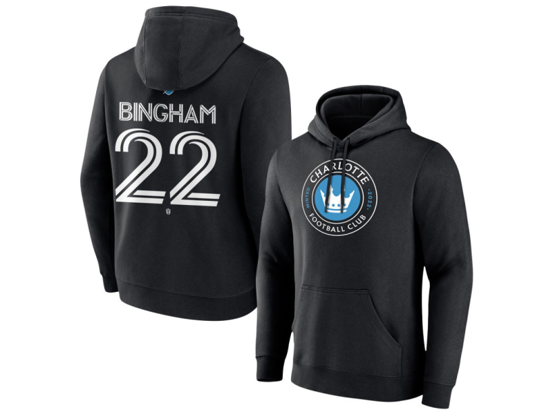 Youth Charlotte FC #22 David Bingham Team Authentic Pullover Hoodie - Black