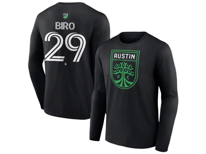 Youth Austin FC #29 Guilherme Biro Team Authentic Long Sleeve T-Shirt - Black