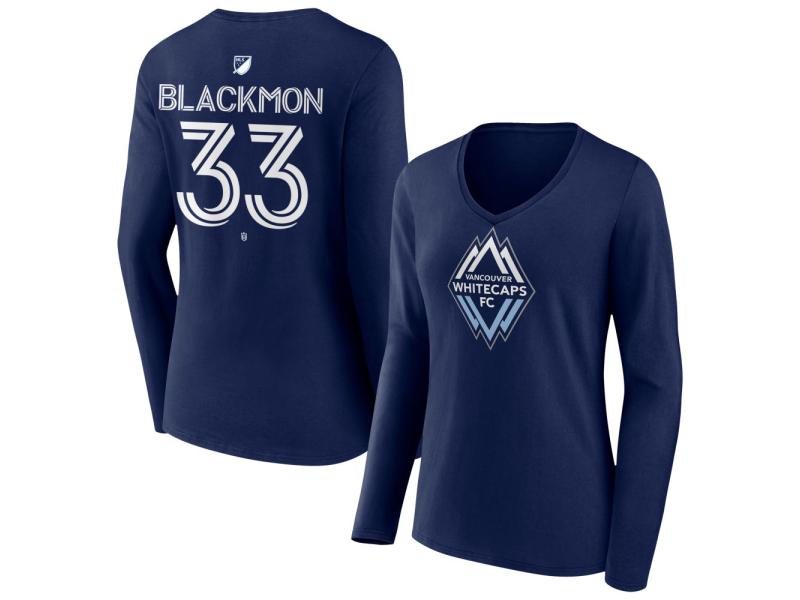 Women's Vancouver Whitecaps FC #33 Tristen Blackmon Team Authentic Long Sleeve V-Neck T-Shirt - Navy