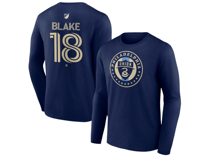 Men's Philadelphia Union #18 Andre Blake Team Authentic Long Sleeve T-Shirt - Navy