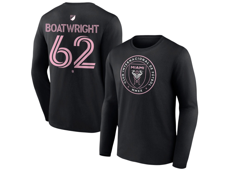 Men's Inter Miami CF Authentic Stack #62 Israel Boatwright Long Sleeve T-Shirt - Black