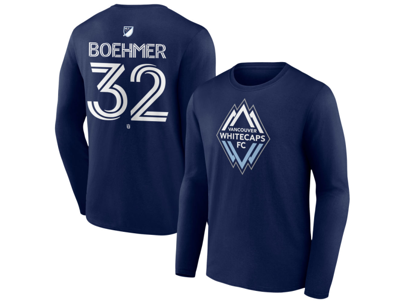 Youth Vancouver Whitecaps FC #32 Isaac Boehmer Team Authentic Long Sleeve T-Shirt - Navy