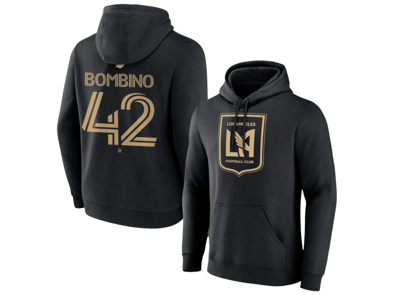 Men's LAFC #42 Luca Bombino Team Authentic Pullover Hoodie - Black