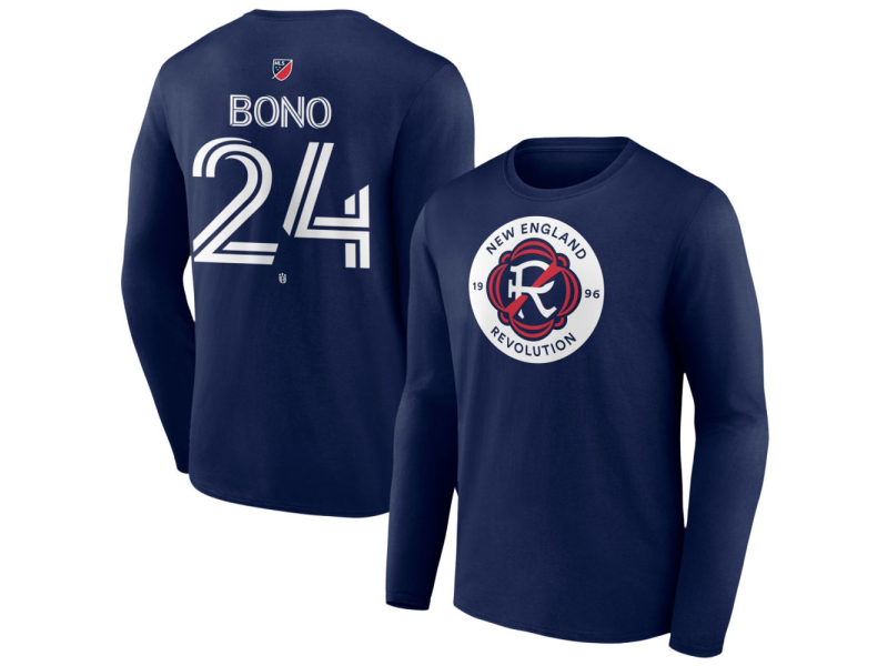 Youth New England Revolution #24 Alex Bono Team Authentic Long Sleeve T-Shirt - Navy