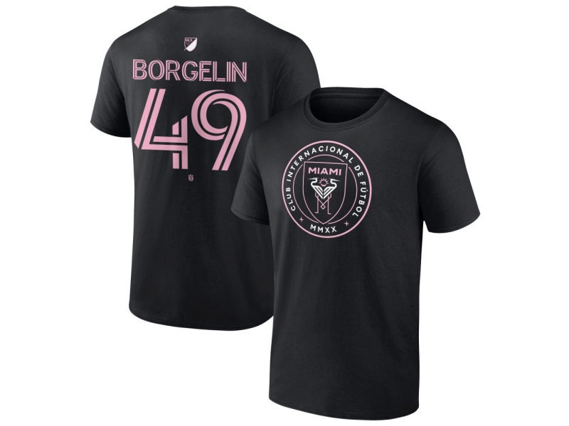 Men's Inter Miami CF Authentic Stack #49 Shanyder Borgelin T-Shirt - Black
