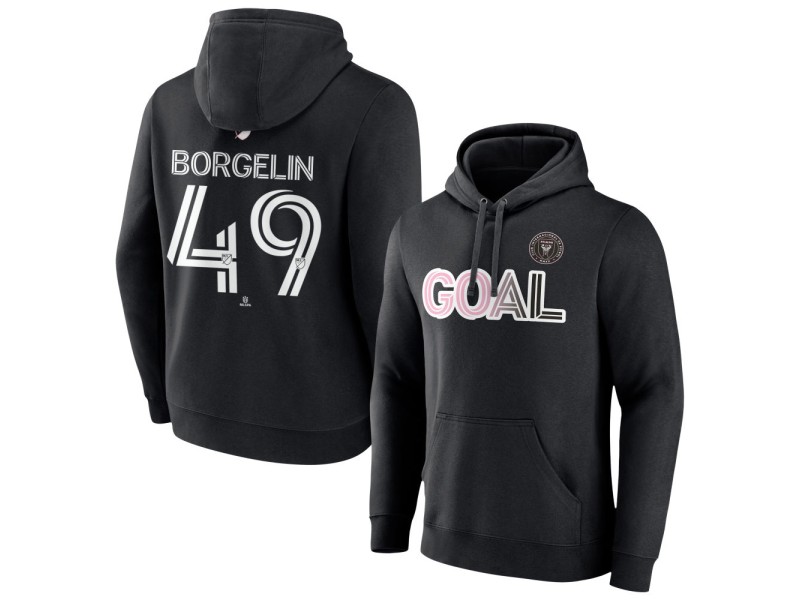 Men's Inter Miami CF Goal #49 Shanyder Borgelin Pullover Hoodie - Black