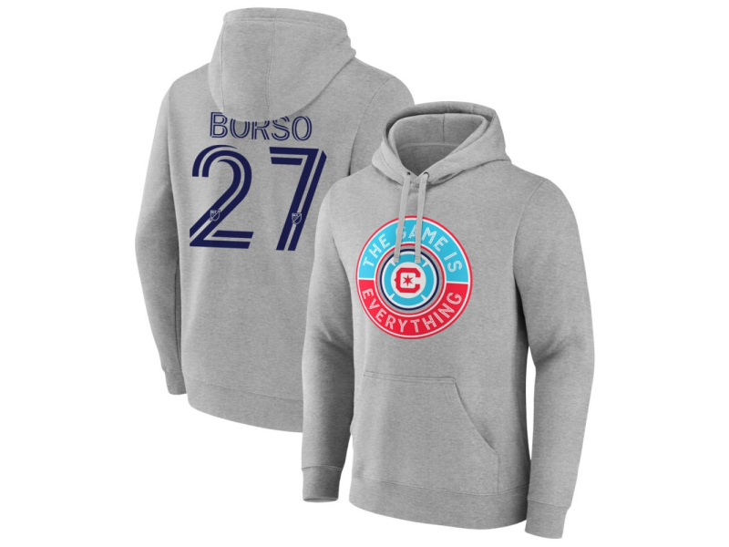 Men's Chicago Fire The Game Is Everything #27 Dylan Borso Pullover Hoodie - Gray
