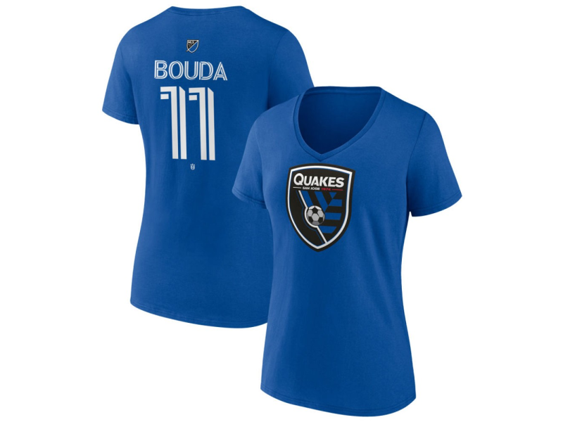 Women's San Jose Earthquakes #11 Ousseni Bouda Team Authentic V-Neck T-Shirt - Royal