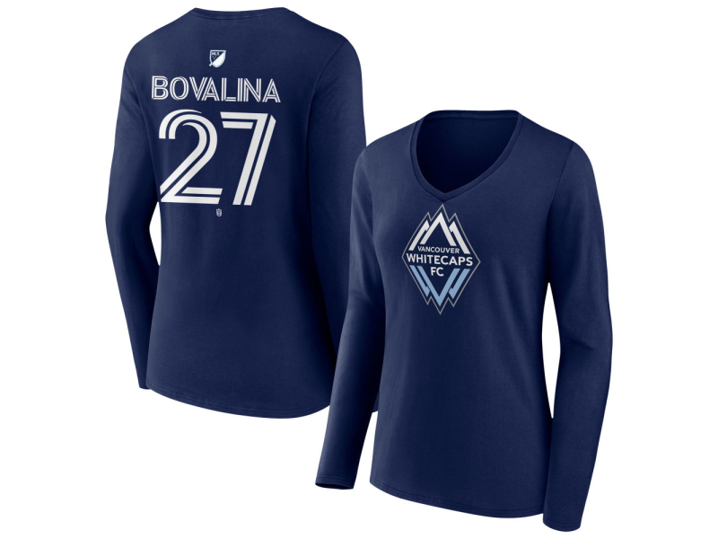 Women's Vancouver Whitecaps FC #27 Giuseppe Bovalina Team Authentic Long Sleeve V-Neck T-Shirt - Navy