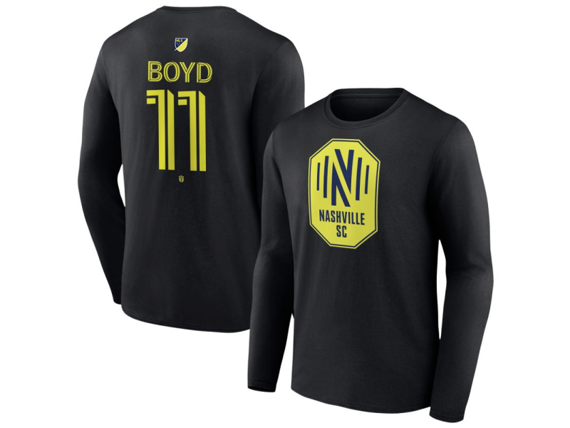 Men's Nashville SC #11 Tyler Boyd Team Authentic Long Sleeve T-Shirt - Black