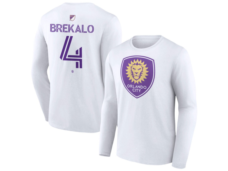 Men's Orlando City SC Authentic Stack #4 David Brekalo Long Sleeve T-Shirt - White