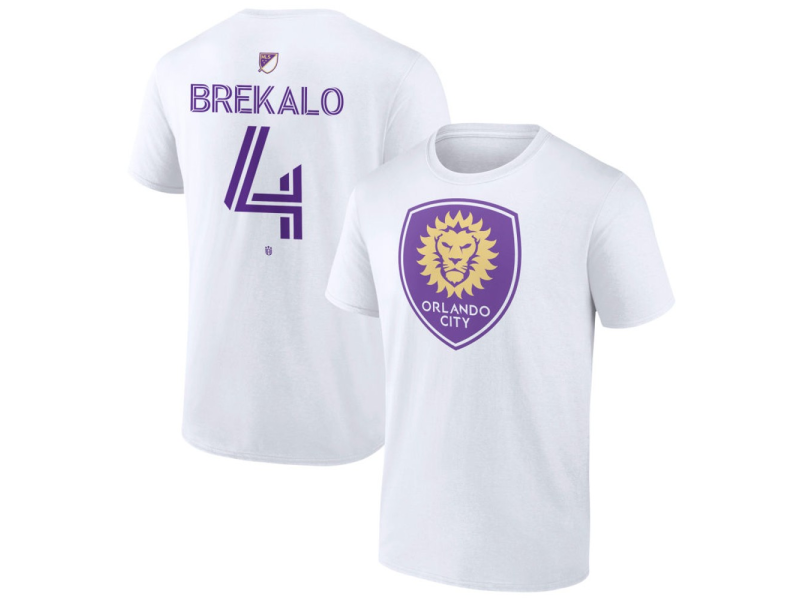 Men's Orlando City SC Authentic Stack #4 David Brekalo T-Shirt - White