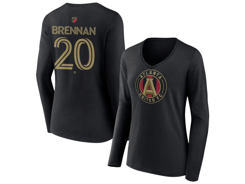 Women's Atlanta United FC #20 Luke Brennan Team Authentic Long Sleeve V-Neck T-Shirt - Black