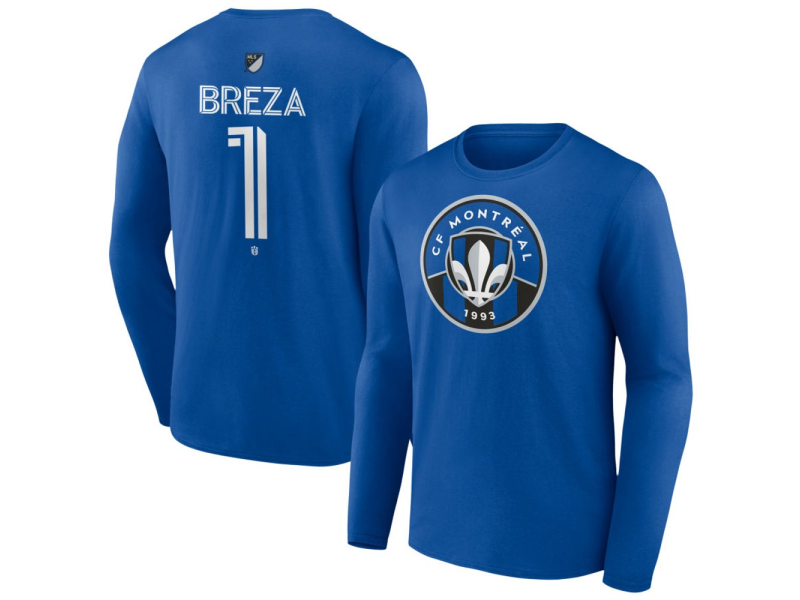 Men's CF Montreal #1 Sebastian Breza Team Authentic Long Sleeve T-Shirt - Royal