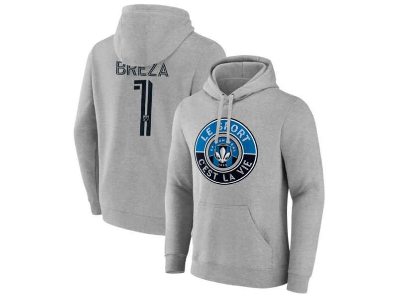 Men's CF Montreal The Game Is Everything #1 Sebastian Breza Pullover Hoodie - Gray
