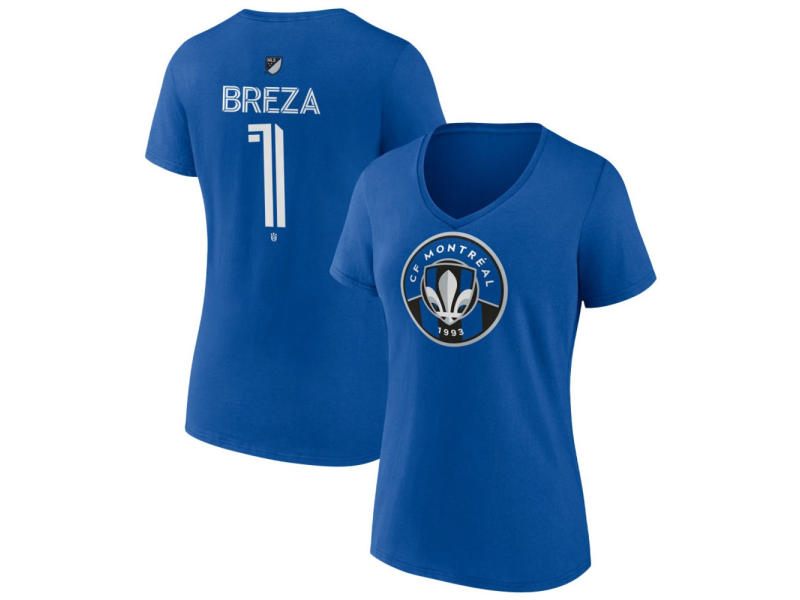 Women's CF Montreal #1 Sebastian Breza Team Authentic V-Neck T-Shirt - Royal