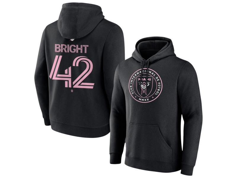 Youth Inter Miami CF Authentic Stack #42 Yannick Bright Pullover Hoodie - Black