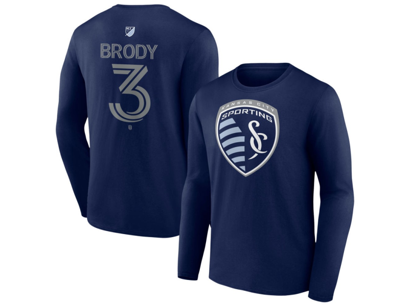 Youth Sporting Kansas City #3 Andrew Brody Team Authentic Long Sleeve T-Shirt - Navy
