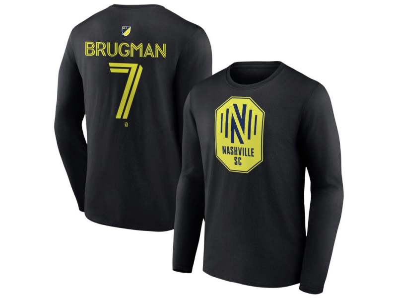 Youth Nashville SC #7 Gaston Brugman Team Authentic Long Sleeve T-Shirt - Black