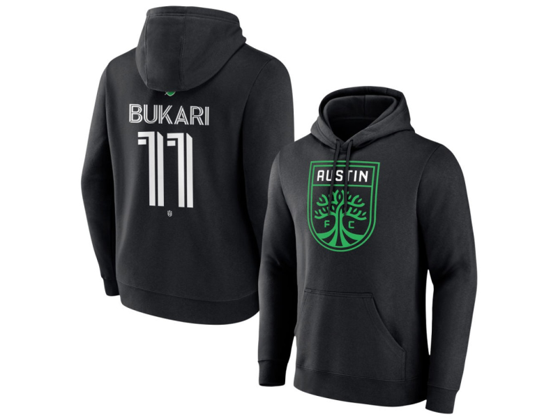 Men's Austin FC #11 Osman Bukari Team Authentic Pullover Hoodie - Black