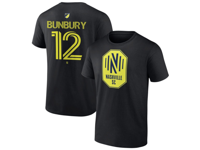 Youth Nashville SC #12 Teal Bunbury Team Authentic T-Shirt - Black