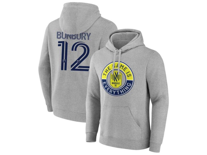Men's Nashville SC The Game Is Everything #12 Teal Bunbury Pullover Hoodie - Gray