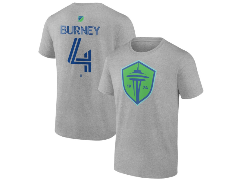 Youth Seattle Sounders FC Authentic Stack #4 Leo Burney T-Shirt - Gray