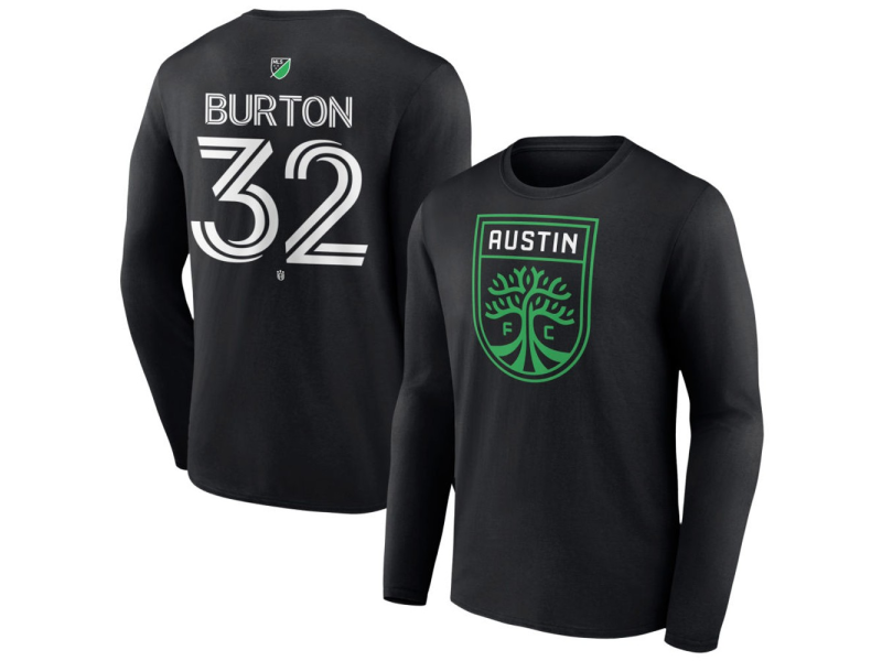 Youth Austin FC #32 Micah Burton Team Authentic Long Sleeve T-Shirt - Black