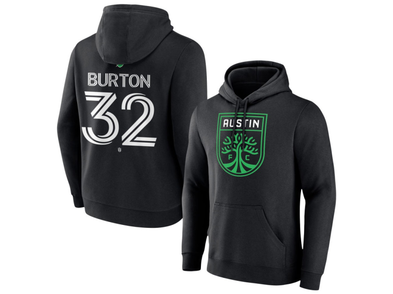 Men's Austin FC #32 Micah Burton Team Authentic Pullover Hoodie - Black
