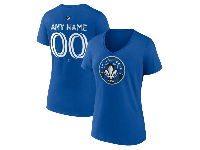 Women's CF Montreal Custom Team Authentic V-Neck T-Shirt - Royal
