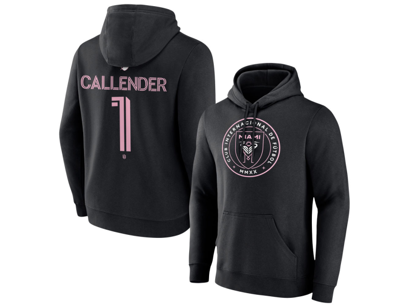 Men's Inter Miami CF Authentic Stack #1 Drake Callender Pullover Hoodie - Black