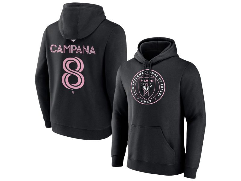Youth Inter Miami CF Authentic Stack #8 Leonardo Campana Pullover Hoodie - Black