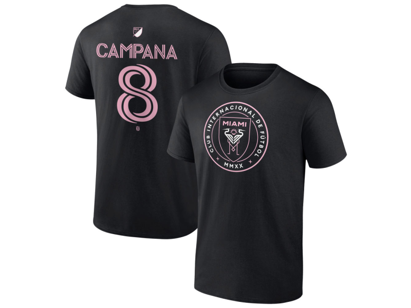 Men's Inter Miami CF Authentic Stack #8 Leonardo Campana T-Shirt - Black