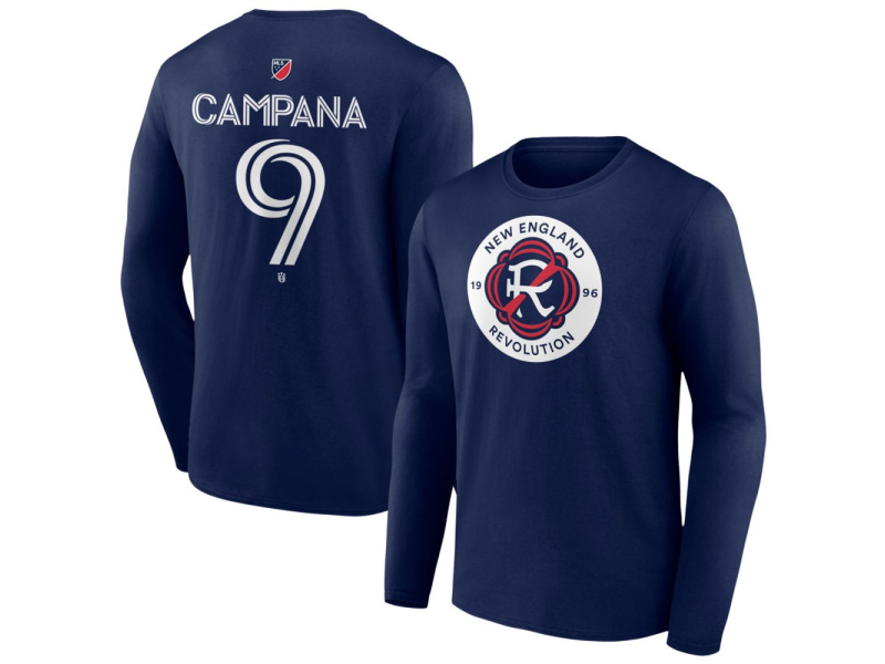 Youth New England Revolution #9 Leonardo Campana Team Authentic Long Sleeve T-Shirt - Navy