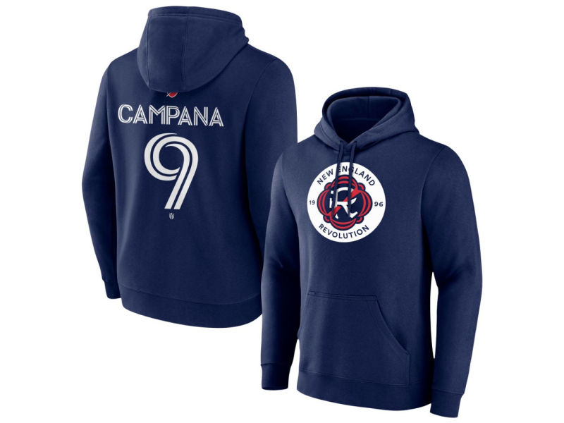 Youth New England Revolution #9 Leonardo Campana Team Authentic Pullover Hoodie - Navy