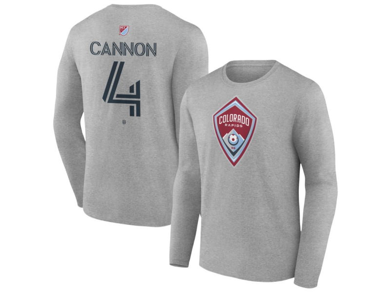 Men's Colorado Rapids #4 Reggie Cannon Team Authentic Long Sleeve T-Shirt - Gray