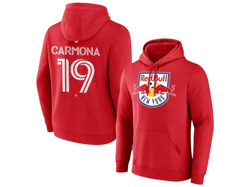 Youth New York Red Bulls #19 Wikelman Carmona Team Authentic Pullover Hoodie - Red