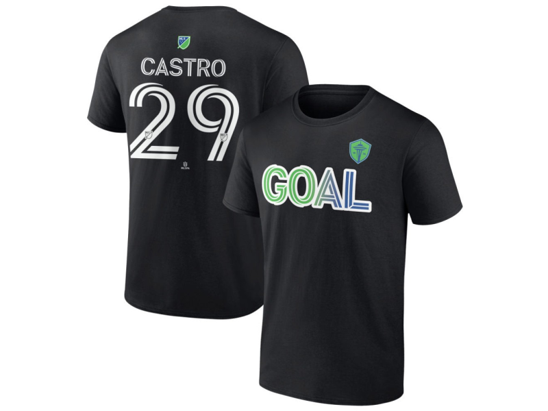 Men's Seattle Sounders FC Goal #29 Jacob Castro T-Shirt - Black