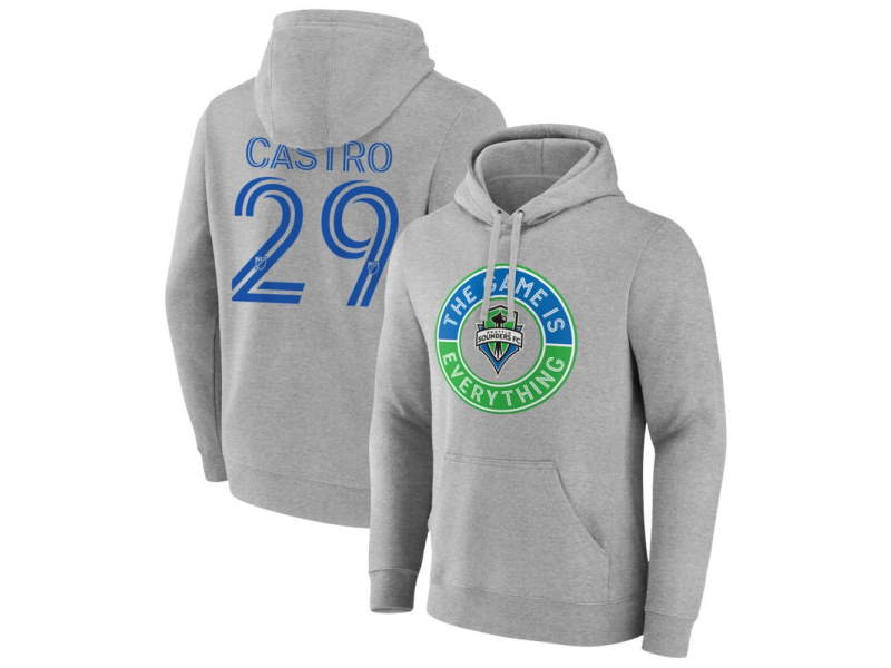 Men's Seattle Sounders FC The Game Is Everything #29 Jacob Castro Pullover Hoodie - Gray