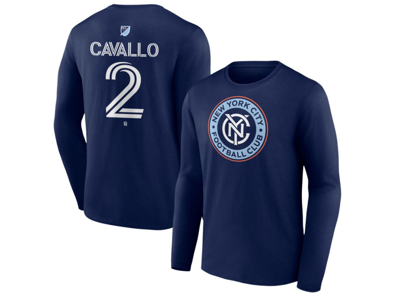 Youth New York City FC #2 Nico Cavallo Team Authentic Long Sleeve T-Shirt - Navy