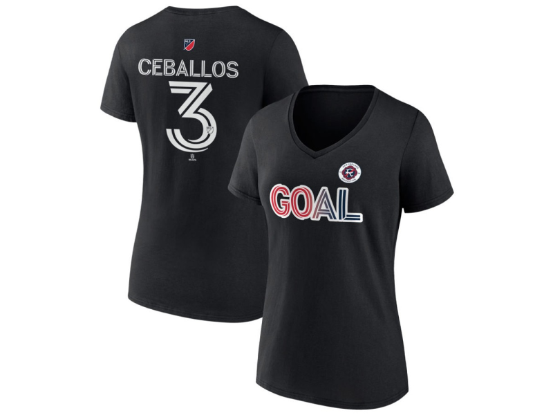 Women's New England Revolution Goal #3 Brayan Ceballos V-Neck T-Shirt - Black