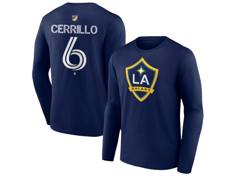 Men's LA Galaxy #6 Edwin Cerrillo Team Authentic Long Sleeve T-Shirt - Navy