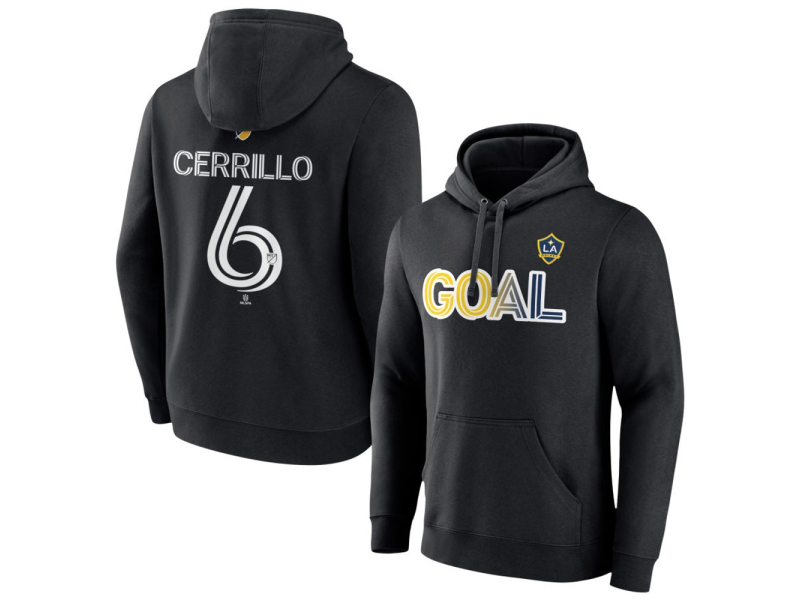 Men's LA Galaxy Goal #6 Edwin Cerrillo Pullover Hoodie - Black