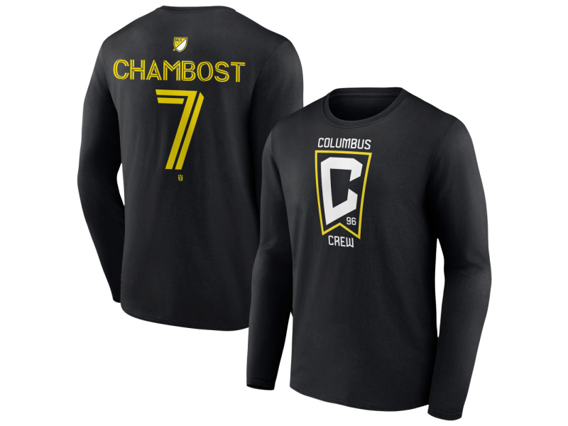 Youth Columbus Crew #7 Dylan Chambost Team Authentic Long Sleeve T-Shirt - Black