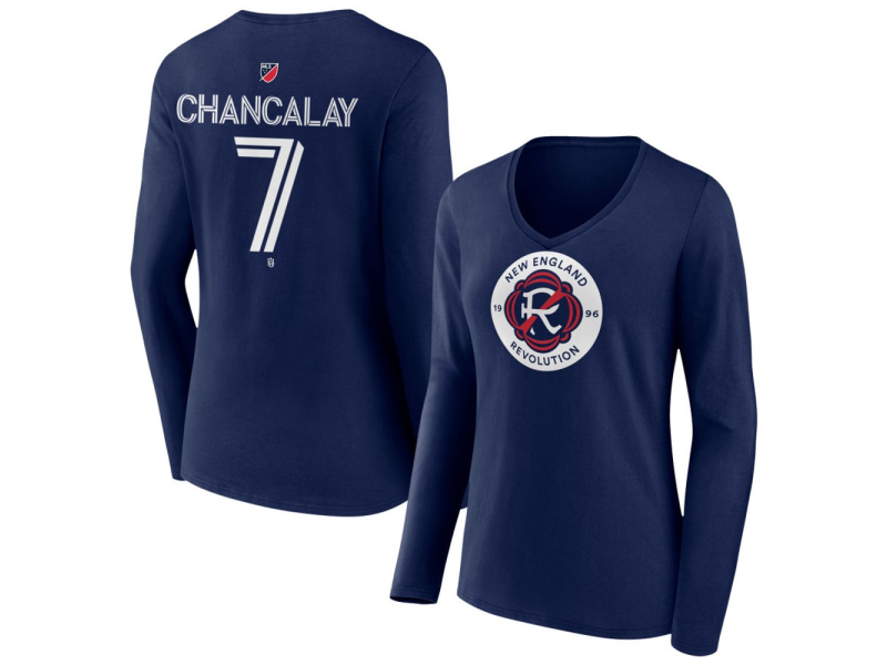 Women's New England Revolution #7 Tomas Chancalay Team Authentic Long Sleeve V-Neck T-Shirt - Navy