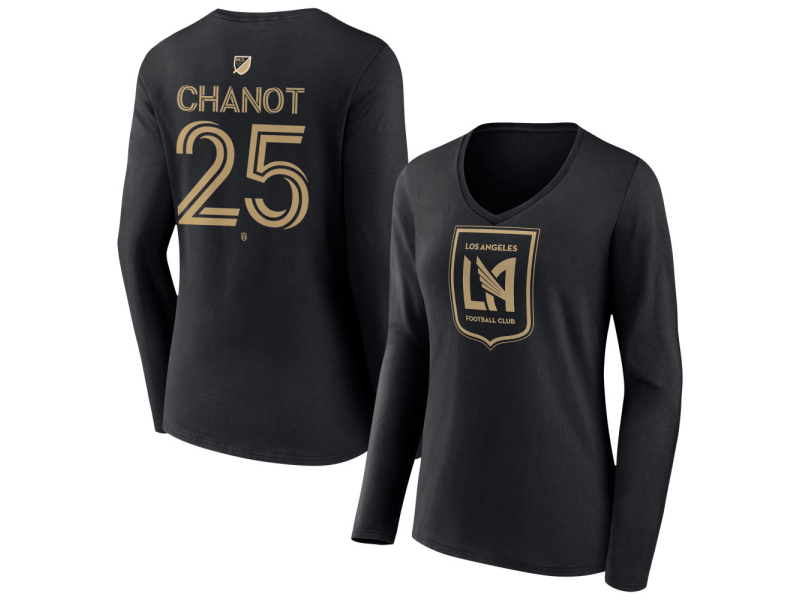 Women's LAFC #25 Maxime Chanot Team Authentic Long Sleeve V-Neck T-Shirt - Black