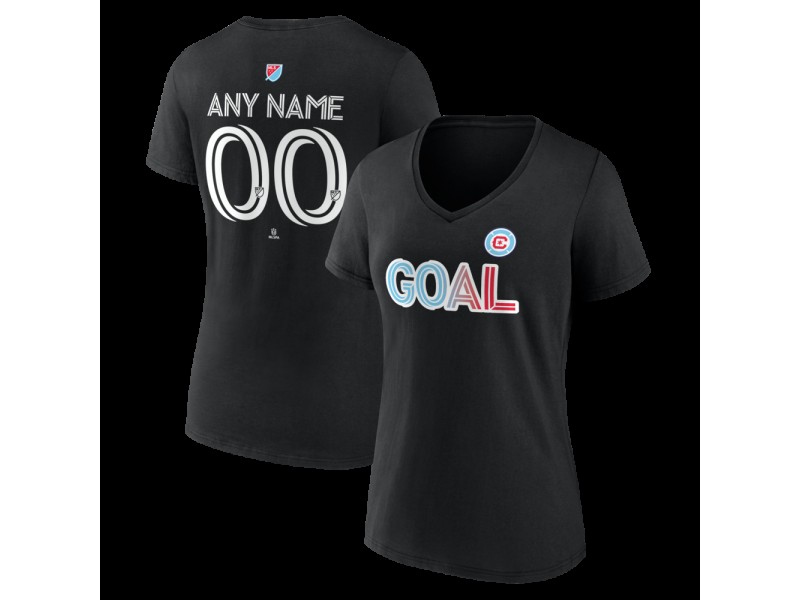 Women's Chicago Fire Goal Custom V-Neck T-Shirt - Black