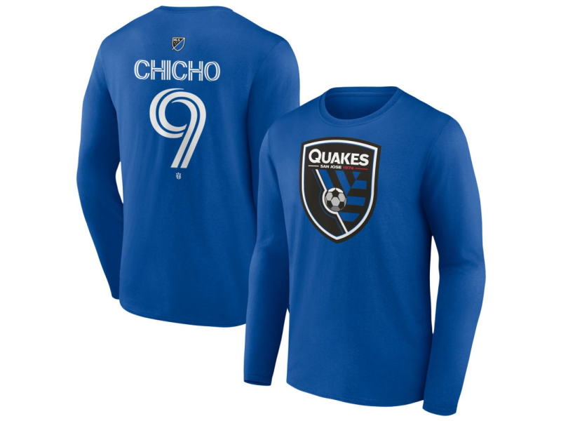 Youth San Jose Earthquakes #9 Cristian Arango Chicho Team Authentic Long Sleeve T-Shirt - Royal